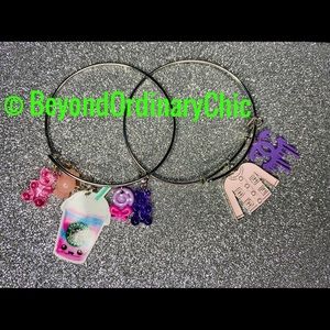 Purple & Pink Sweets Silver bangle set